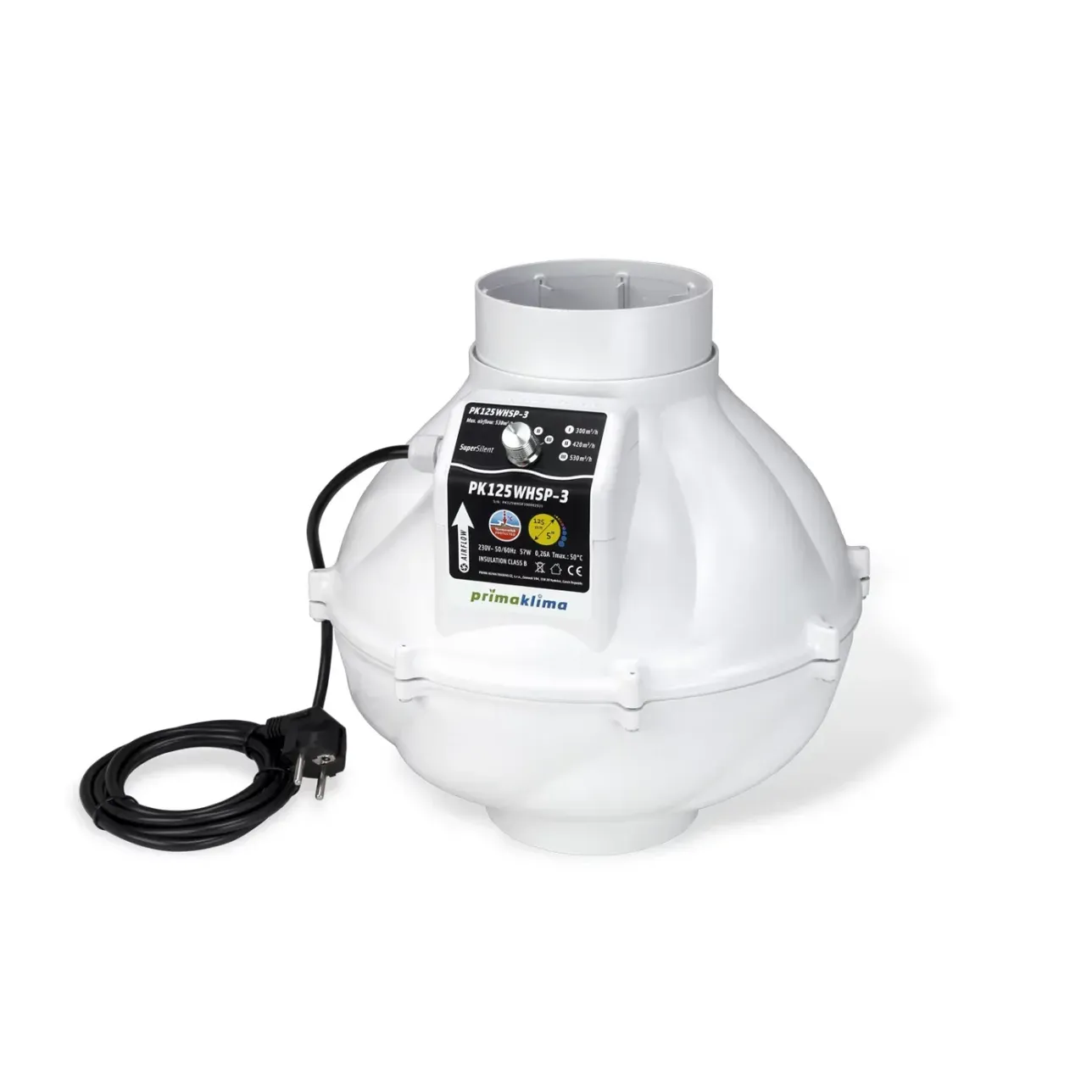 Prima Klima Whisperblower Abluft-Ventilator PK125-WHSP-3, 300/420/530 m³/h Prima Klima Whisperblower Abluft-Ventilator PK125-WHSP-3, 300/420/530 m³/h