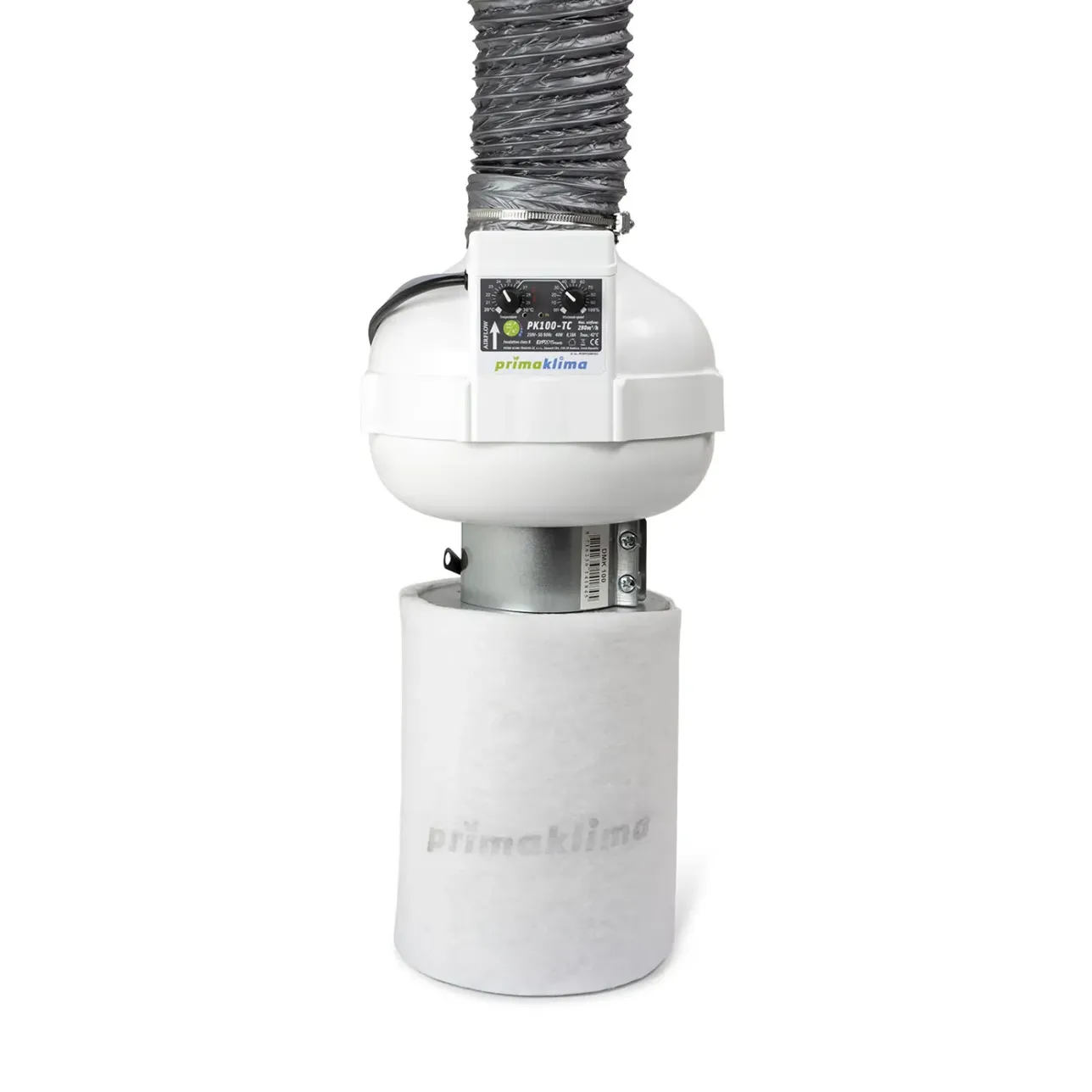 Prima Klima Premium Abluftset, 280 m³/h, 100 mm, temperaturgesteuerter Ventilator, PKVS-100-TC Set Prima Klima Premium Abluftset, 280 m³/h, 100 mm, temperaturgesteuerter Ventilator, PKVS-100-TC Set